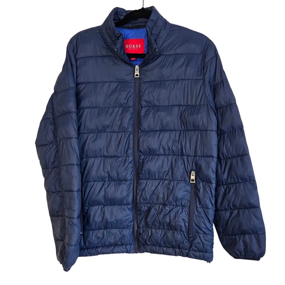 GUESS Men’s Lightweight Quilted Puffer Jacket Water‑Resistant Full‑Zip Size S